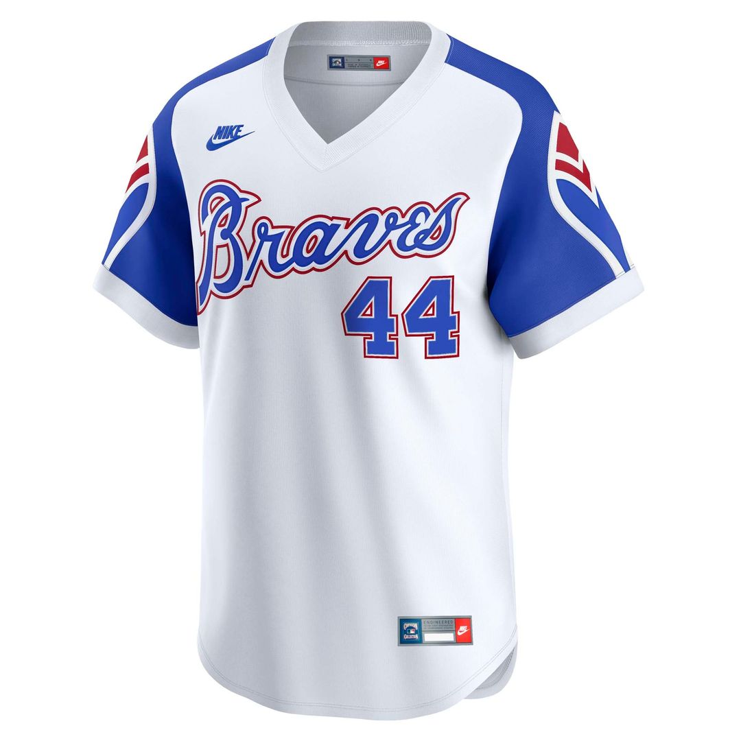 Hank Aaron Atlanta Braves Nike Throwback Cooperstown Collection Limited Jersey - White
